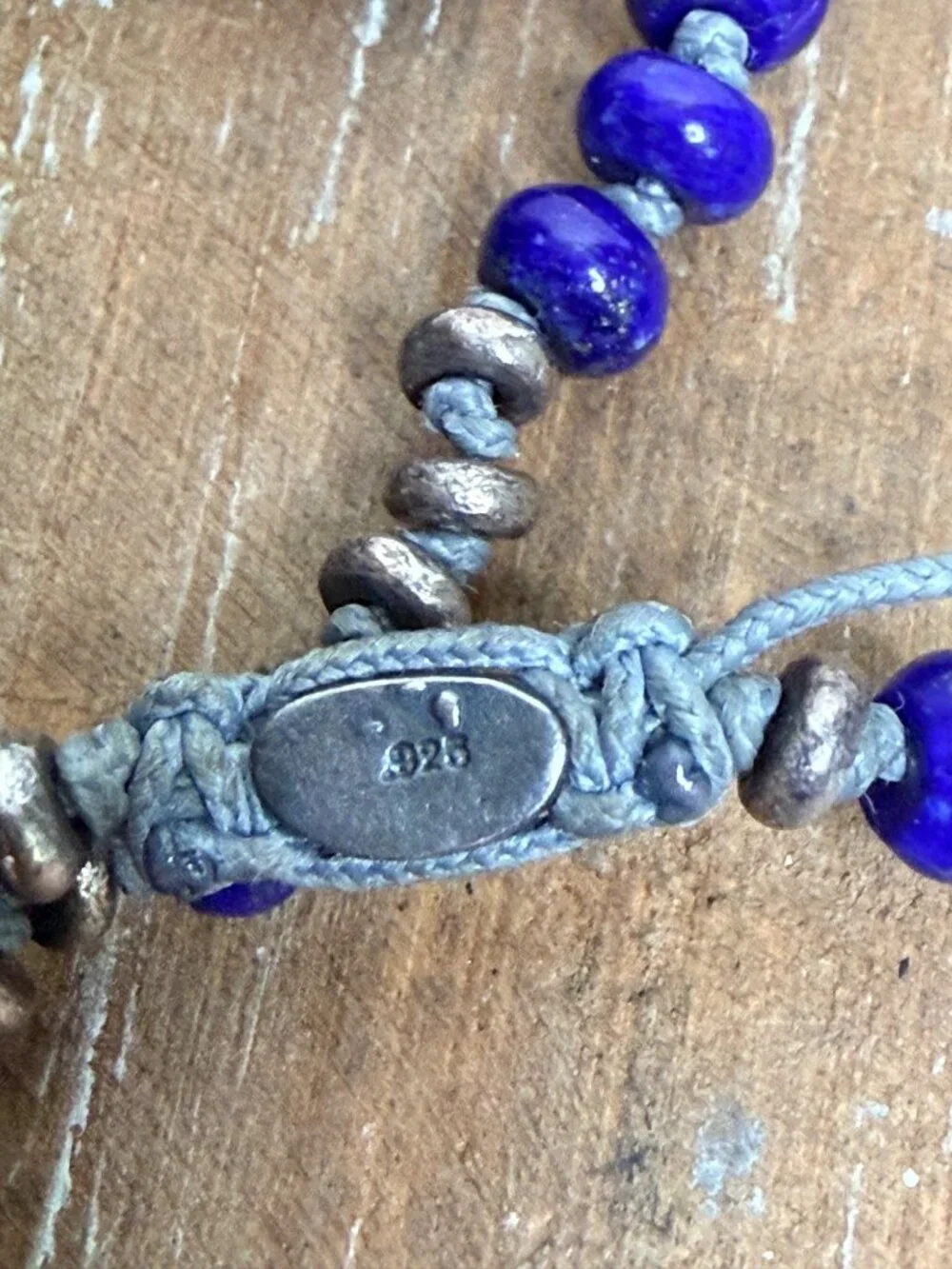 M.Cohen Blue Lapis Gemstone .925 Sterling Silver Double Wrap Bracelet